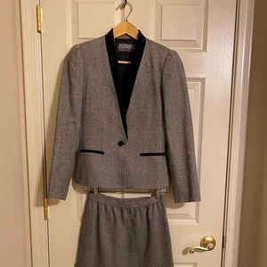 Black tweed business suit